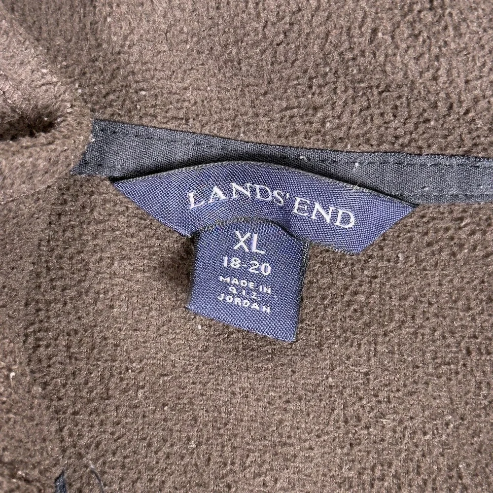 Lands End Kids Brown Fleece Quarter Zip Pullover Sweater Youth XL